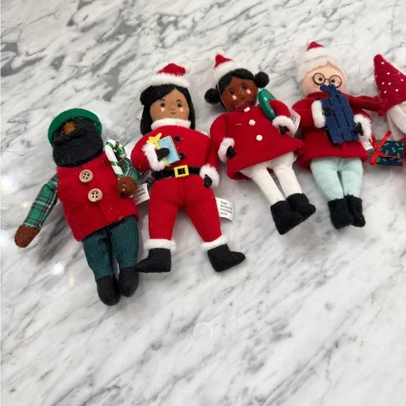 NWT Christmas Santa Felt People Ornaments - Set of 5 - Picture 2 of 3